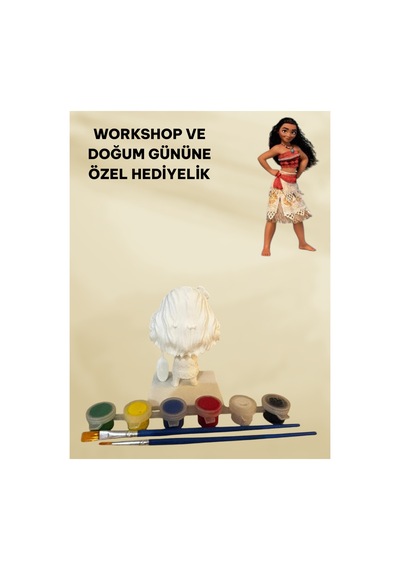 3d Mohana Figür Boyama Seti - Kendin Boya Hobi Ve Etkinlik Seti - Akrilik Boya + 2 Fırça