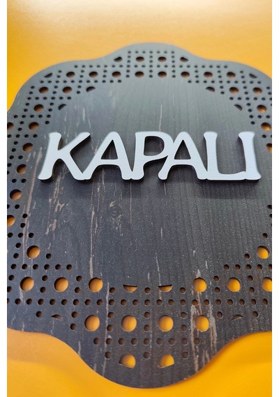 Hazeran Rattan Desenli Modern Açık/kapalı Tabelası - Rebap Ahşap