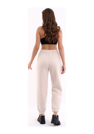 Winmoda34 Jogger Bol Kesim Kalın 3 Iplik Şardonlu Eşofman Altı Kadın Ekru