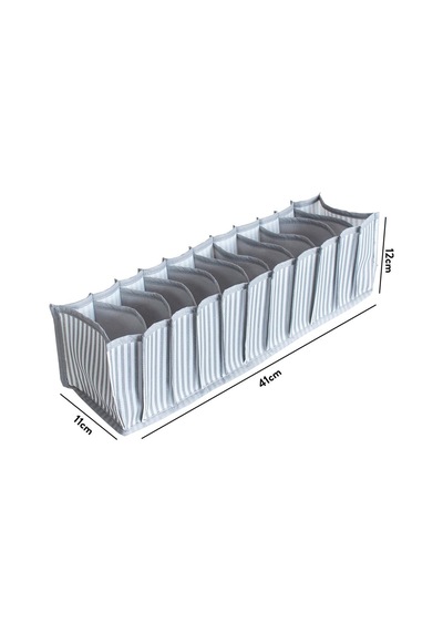 Serstil 11 Gözlü Çekmece Içi Antrasit Çizgili Düzenleyici Organizer - Small - 11 X 41 X 12 Gri