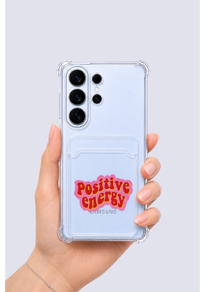 Samsung Uyumlu Galaxy S26 Ultra Kartlıklı Pozitif Enerji Desenli Kılıf Şeffaf
