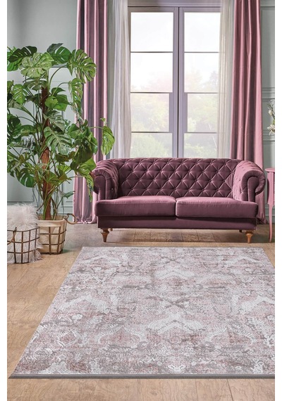 Pembe Renkli Füme Plus Parlak Kaymaz Yıkanabilir Halı Çok Renkli