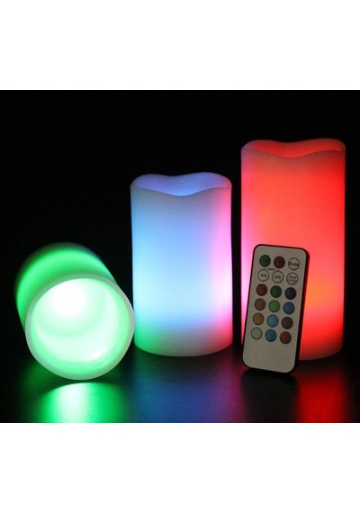 3lü Set Led Mum Rgb Kumandalı Renkli Işıklı Mum 3lü Set Led Remote Control Electronic Candle Işıklı Mum