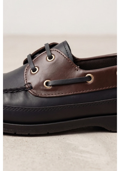 Royal Marine Siyah Kahve Premium Deri Erkek Loafer - El İşçiliği Özel Tasarım Klasik Gemi Ayakka... Siyah - Kahverengi