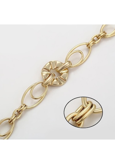 Modern Oval Halka Detaylı 14 Ayar Altın Kaplama Kadın Bileklik Gold