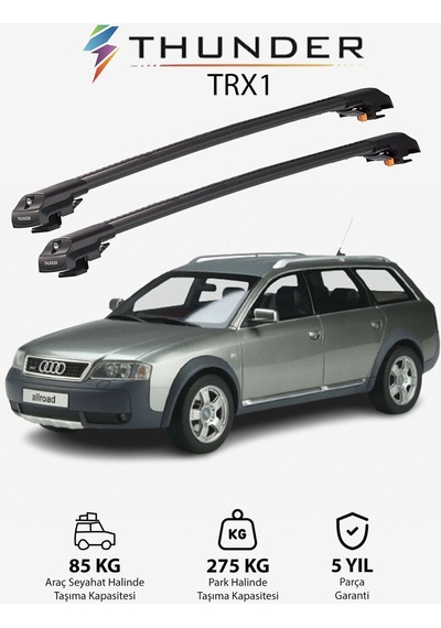 Audı A6 Allroad 1999-2005 Trx1 Thunder Carrier Kilitli Ara Atkı Taşıyıcı Tavan Barı Gri