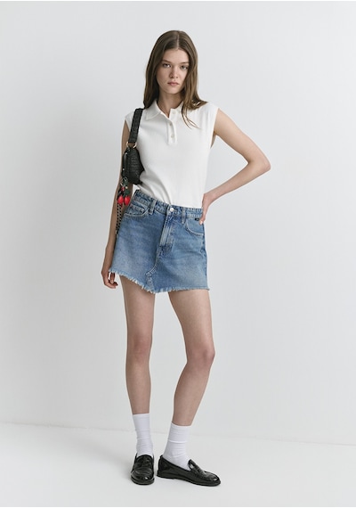 Mavi - Tiera Classic Denim Puslu Indigo Mavi Jean Etek 1310654-89730 Mavi