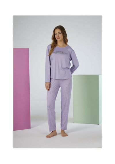 Estiva Kadın Yıldız Alt Desenli Lila Soft Uzun Kollu Pijama Takımı Çok renkli Estiva Kadın Yıldız Alt Desenli Lila Soft Uzun Kollu Pijama Takımı Çok renkli