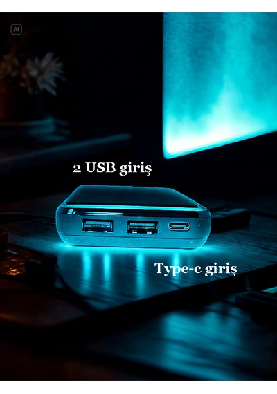 Powerbank Kablosuz 10.000 Mah 2 Usb 2.1a/5v Wireless 1a Type-c