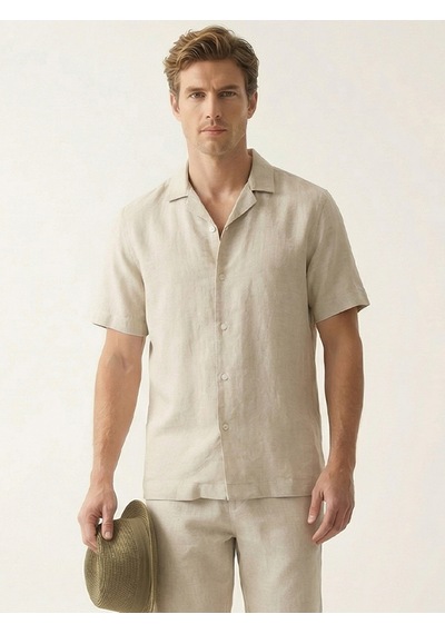 Xint Naturel %100 Keten Regular Fit Gömlek 700988 bej