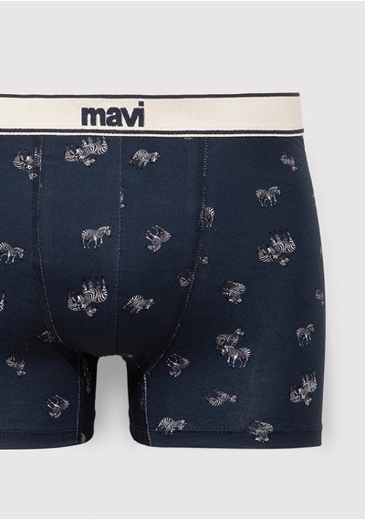 Mavi - Zebra Baskılı Lacivert Boxer 0911981-26828 Lacivert