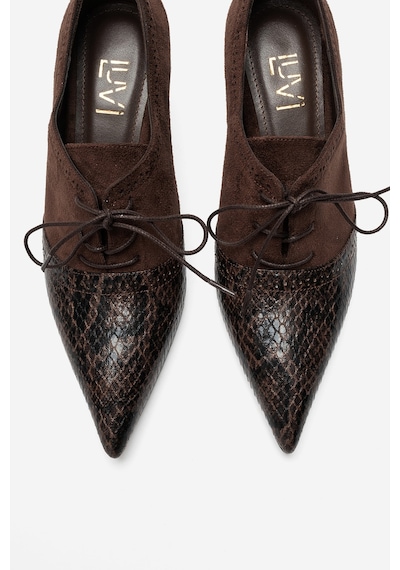 Luvi Shoes Medley Kahverengi Süet Kahverengi Desenli Bağcıklı Kadın Topuklu Ayakkabı