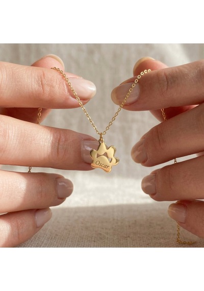 925 Ayar Gümüş Kişiye Özel İsimli Pati Kolye Gold