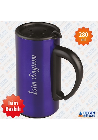 280 Ml Kulplu İsim Baskılı Termos Bardak 3507  Kırmızı