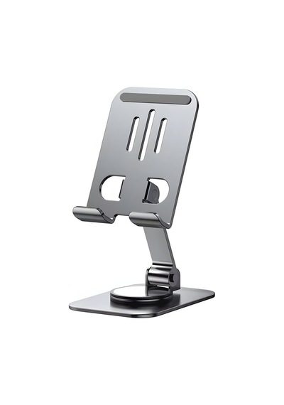 360 Döner Metal Telefon Standı Katlanabilir Ayarlanabilir Masaüstü Telefon & Tablet Tutucu Kaymaz Tabanlı Alüminyum Stand Demir Gri