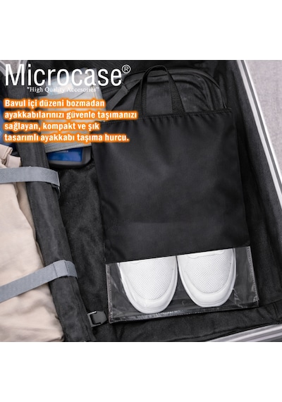 Microcase Çok Amaçlı Şeffaf Pencereli Ayakkabı Düzenleyici Seyahat Çantası Hurç 45x34 Cm 10 Adet Al5501 Siyah