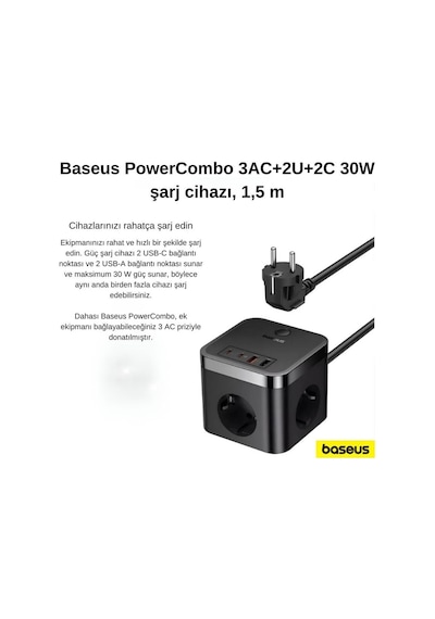 Baseus Powercombo Cube Güç Kablosu