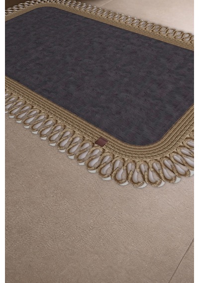Banyo Paspası Takımı 70x110+50x70 Cm Dış Trikot Antrasit Gri & Hasır
