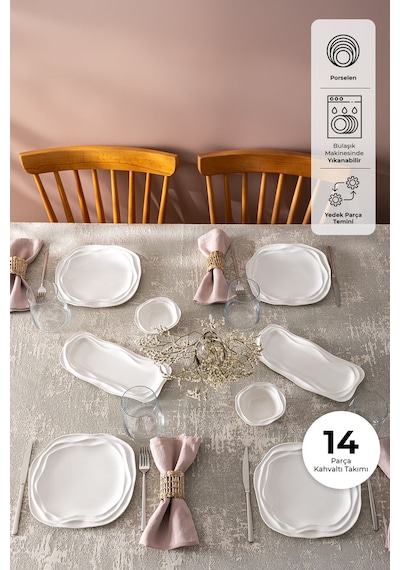 Emsan Royal 14 Parça 6 Kişilik Kahvaltı Takımı Beyaz