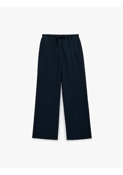 Koton Keten Görünümlü Cepli Straight Fit Düz Paça Pantolon Lacivert 6sak40250ew Lacivert - Mavi