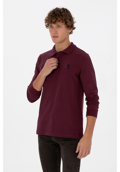 U.S. Polo Assn. Erkek Regular Fit Polo Yaka Koyu Bordo Basic Sweatshirt 50307757-VR177 U.S. Polo Assn. Erkek Regular Fit Polo Yaka Koyu Bordo Basic Sweatshirt 50307757-VR177