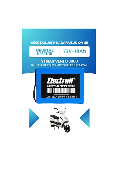 Stmax Vento 3000 Batarya Standart Kapasite Lifepo4 72v 18ah Elektrikli Motosiklet Bataryası