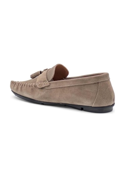 Pepita 4183 Püsküllü İnce Taban Loafer Deri Erkek Ayakkabı Taş