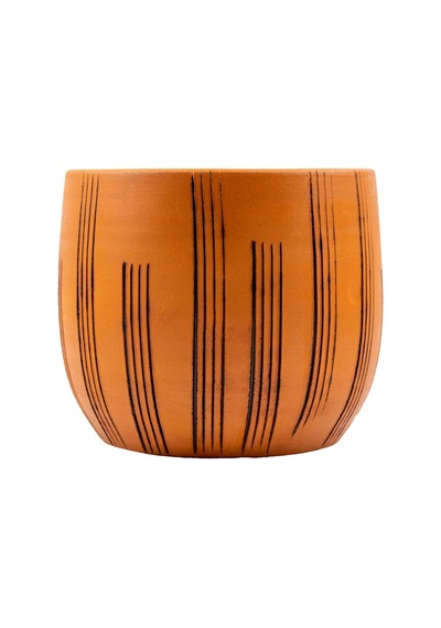 Bitki Tasarımı Ev Dekorasyon Aksesuar Dik Çizgi Desenli Toprak Saksı Saksılık Salon Çiçeklik - 19 Cm 50 x 22