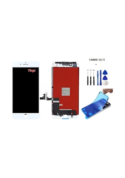 Apple Uyumlu iPhone 8 Plus Lcd Ekran Dokunmatik -a- Kalite + Tamir Seti + Toz Bantı Beyaz