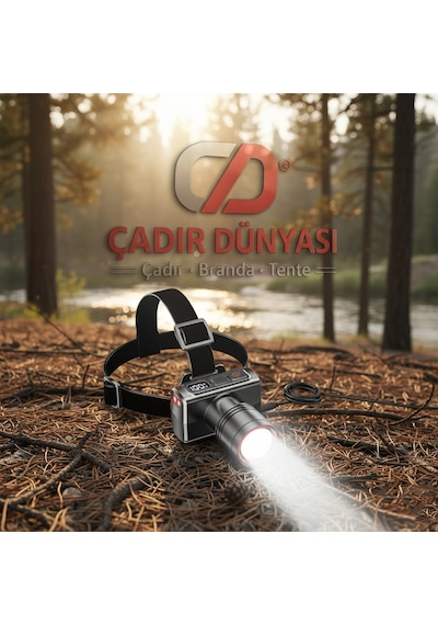 Çadır Dünyası Profesyonel Sensörlü Ve Dijital Göstergeli Kafa Feneri - Zoomlu Usb Şarjlı Akıllı Kamp Lambası Hareket Sensörü Özellikli Çok Renkli
