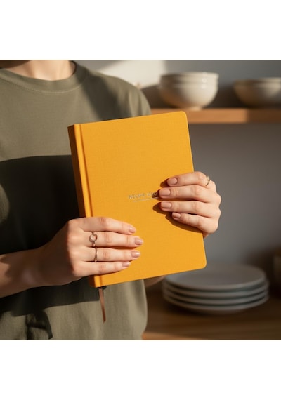 Tarif Defteri A5 Boyutunda Sert Kapaklı 100+ Tariflik Recipe Journal, Ölçü Tablosu, Not Alanı Sarı