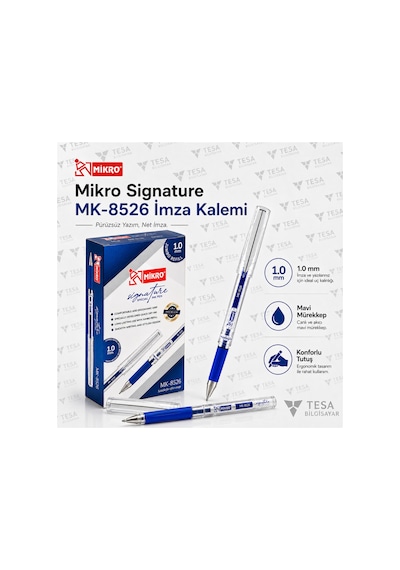 Signature Mk-8526 1.0 Mm Mavi İmza Kalemi 12'li Paket