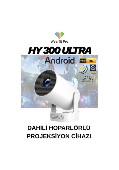 Wearfitpro Hy300 Ultra Projeksiyon Cihazı Hd Android 11 Taşınabilir Ayarlanabilir Açık Hava Ev Sineması