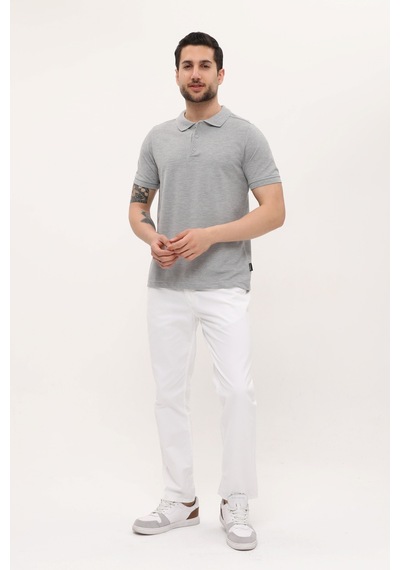 Uniprom Polo Yaka Tişört %100 Pamuk Gri Melanj Erkek Gri Melanj