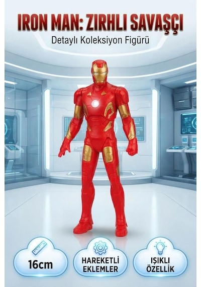TıfılToys Iron Man Zırhlı Savaşçı Detaylı Koleksiyon Figürü 16 Cm Işık Özellikli Figür Oyuncak