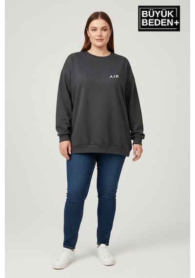 Süperlife Kadın Büyük Beden Ar Baskılı Yaka Kollar Etek Ribana Bisilet Yaka İnce Sweatshirt Spr26bswk956-1 Antrasit Süperlife Kadın Büyük Beden Ar Baskılı Yaka Kollar Etek Ribana Bisilet Yaka İnce Sweatshirt Spr26bswk956-1 Antrasit