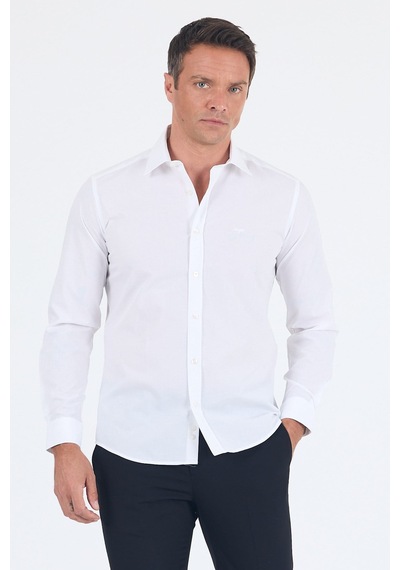 İmza Beyaz Klasik Yaka Uzun Kol Cepsiz Slim Fit Basic Pamuklu Gömlek 1004255008 İmza Beyaz Klasik Yaka Uzun Kol Cepsiz Slim Fit Basic Pamuklu Gömlek 1004255008