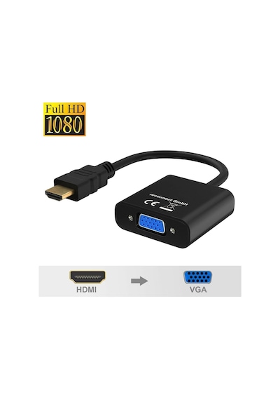 Hdmı To Vga Dönüştürücü Adaptör Mikro Usb Güç Ve Aux Ses Destekli 1080p Full Hd Görüntü Aktar