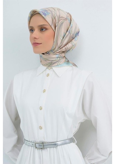 Armine İpek Eşarp 2026 Yaz - 9512-31 Soft Pembe Mavi Twill