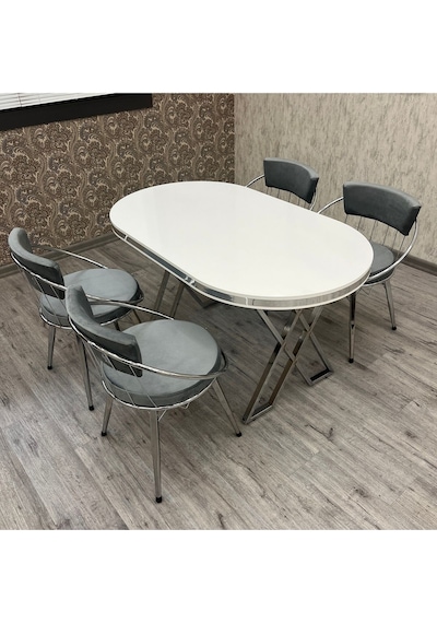 Selenit Mutfak Yemek Masası Takımı- 4 Kişilik Mutfak Masa Sandalye Takımı- Mutfak Masası Takımı Düz Beyaz Gümüş Selenit Mutfak Yemek Masası Takımı- 4 Kişilik Mutfak Masa Sandalye Takımı- Mutfak Masası Takımı Düz Beyaz Gümüş