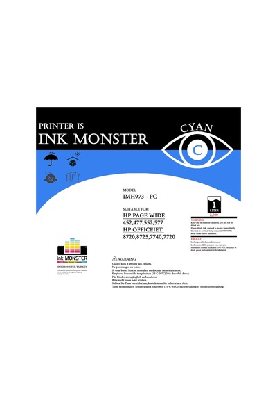 İnkmonster Hp 971 Pigment Mavi Şişe Mürekkep 1lt