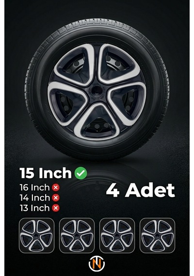 Citroen C4 15 İnç Jant Kapağı Takım Siyah Gri C102