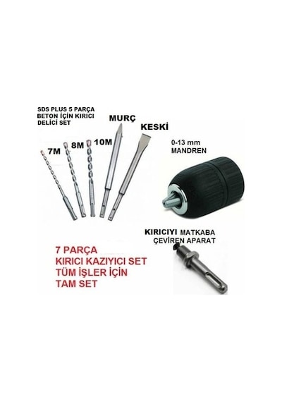 Sds-plus 7 Parça Kırıcı Delici Seti Geçmeli