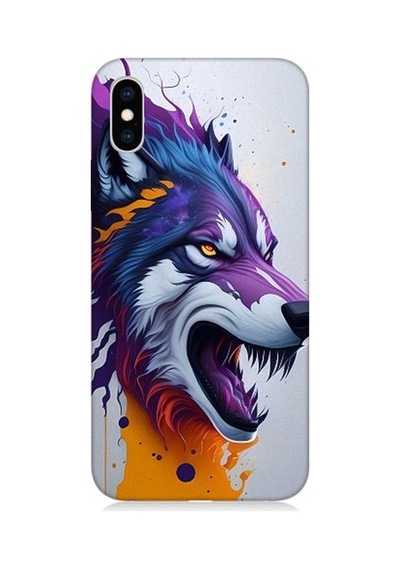 Apple Uyumlu iPhone X Kızgın Savaşçı Kurt Desenli Silikon Kılıf