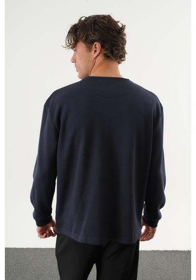 Redline Taren Oversize Erkek Kışlık Düğmeli Sweatshirt Lacivert