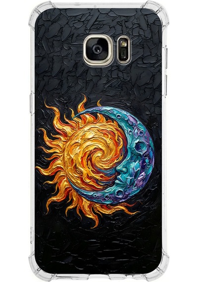 Samsung Uyumlu Galaxy S7 Edge İle Köşe Korumalı Kılıf Metamorfoz Kozmik Dans Tasarımlı Uv Baskılı Şeffaf