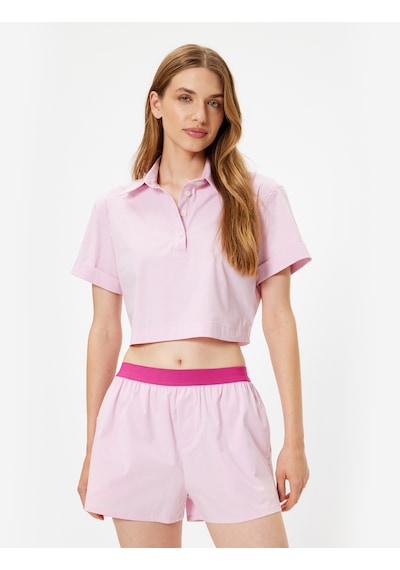 Koton Boxer Şort Pijama Altı Standart Lastikli Bel Pamuklu Bol Kalıp Pembe 4slk80069mw Gül