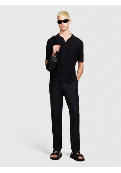 Sisley %100 Keten Slim Comfort Fit Pantolon Erkek Siyah Pantolon - 324p4aghsf049