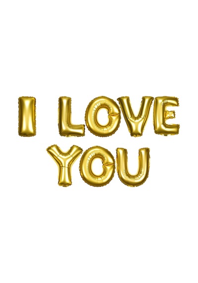 Parti Balon I Love You Folyo Balon Altın Renk 35 Cm Çok Renkli