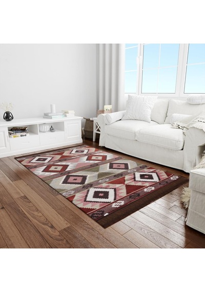 Bigghome Çift Taraflı Kilim, Makinede Yıkanabilir, Modern Desenli, 120 180 Cm, Sa1583b